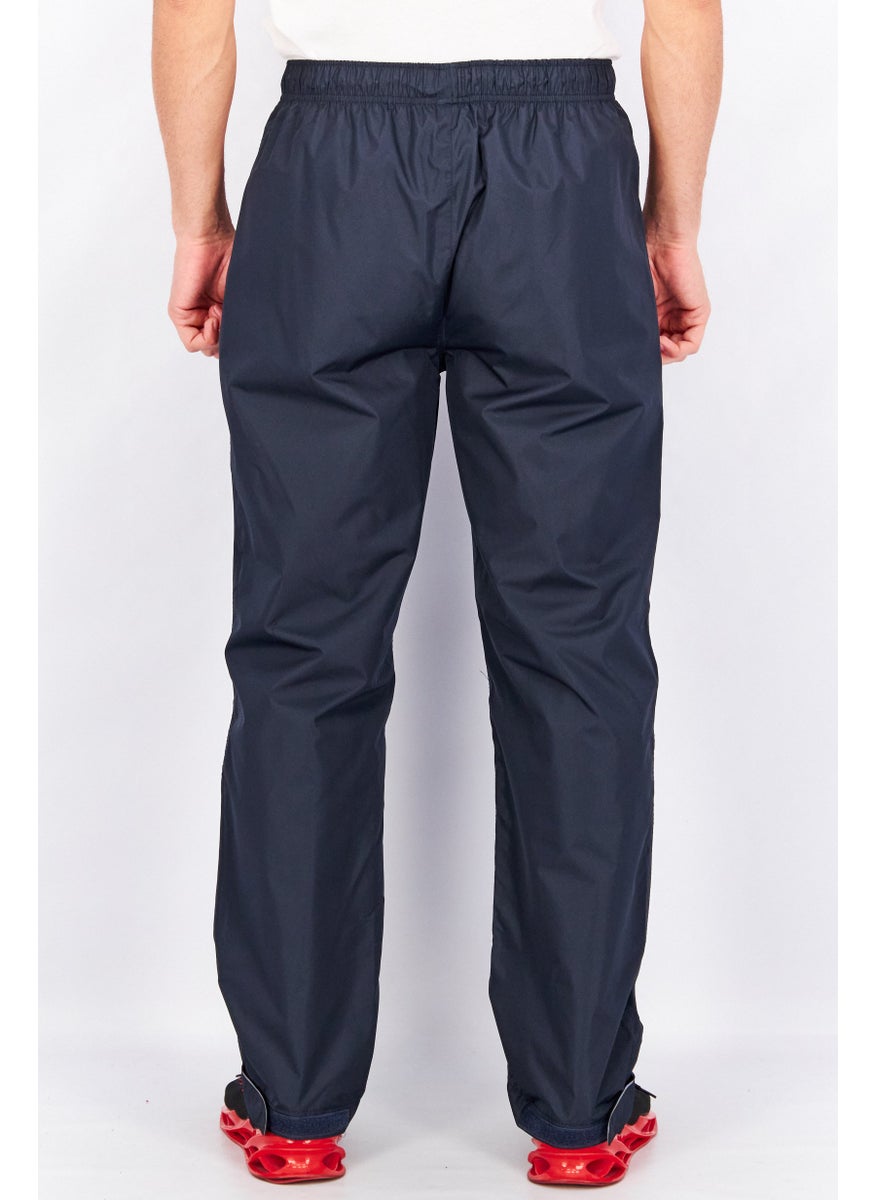 Tchibo Men Regular Fit Solid Elastic Waistband Trouser Pants, Navy Blue  - Image 4