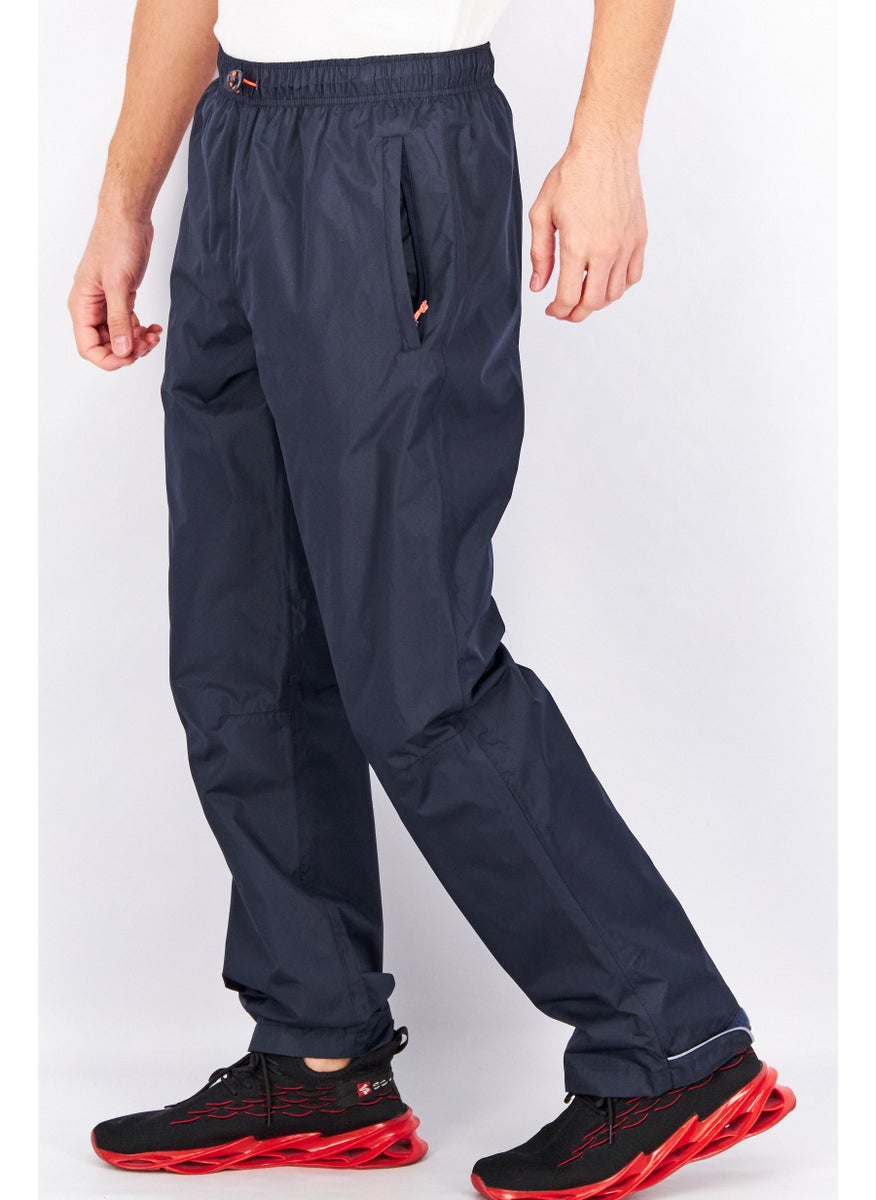 Tchibo Men Regular Fit Solid Elastic Waistband Trouser Pants, Navy Blue  - Image 3