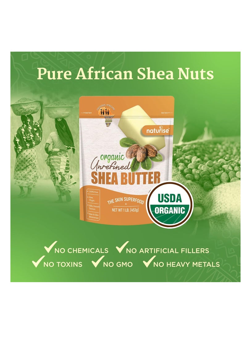 Naturise - African Shea Butter Raw Organic, Pure Shea Butter Raw Organic for Skin and Hair, Shea African Butter Skin Moisturizer, Raw Shea Butter Without Artificial Fillers & GMOs, 1 lb - Image 1