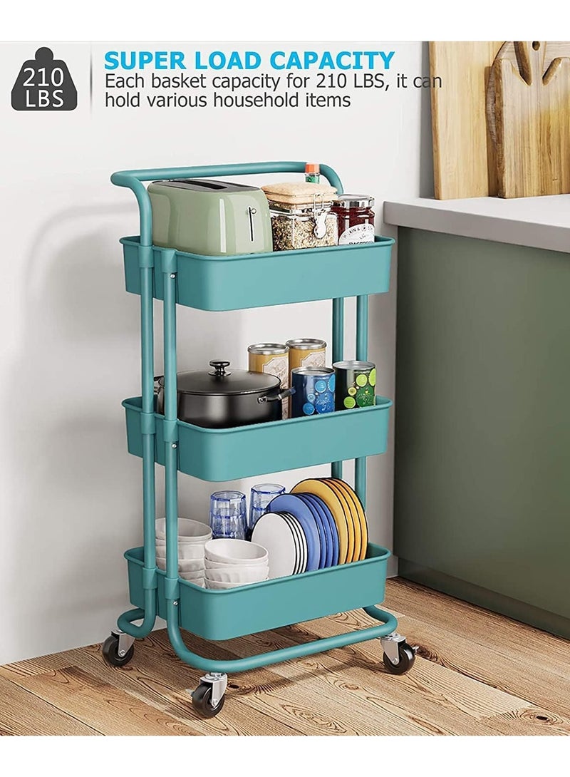 DubaiGallery 3 Tier Trolley Storage -3 Tier Rolling Storage Cart with Wheels - Multifunctional Organization Cart with Brake Caster Wheels -Kitchen Shelf Storage Rack  - Image 3