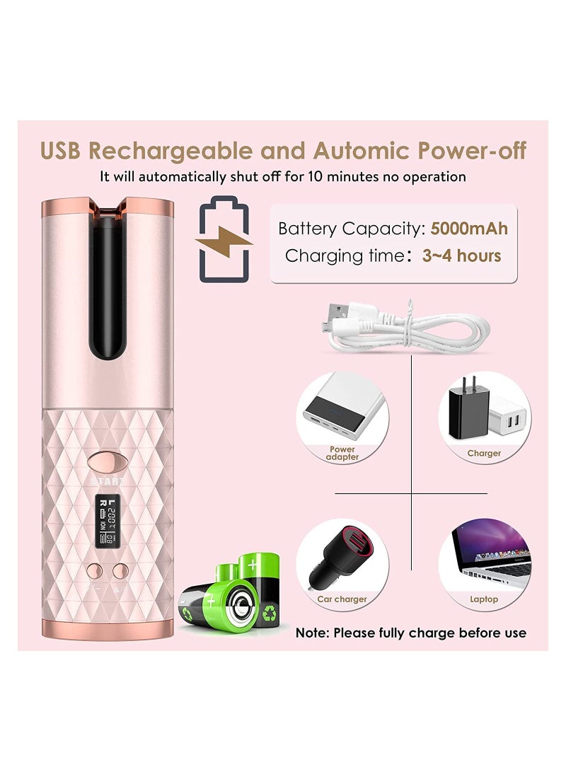 Wireless Curling Iron, Cordless Auto Hair Curler, Portable Rechargeable Silky Curling Barrel Wave Wand, Fast Heating Wireless Auto Curler with Timer Setting and 6 Temperature Adjustable - Image 2
