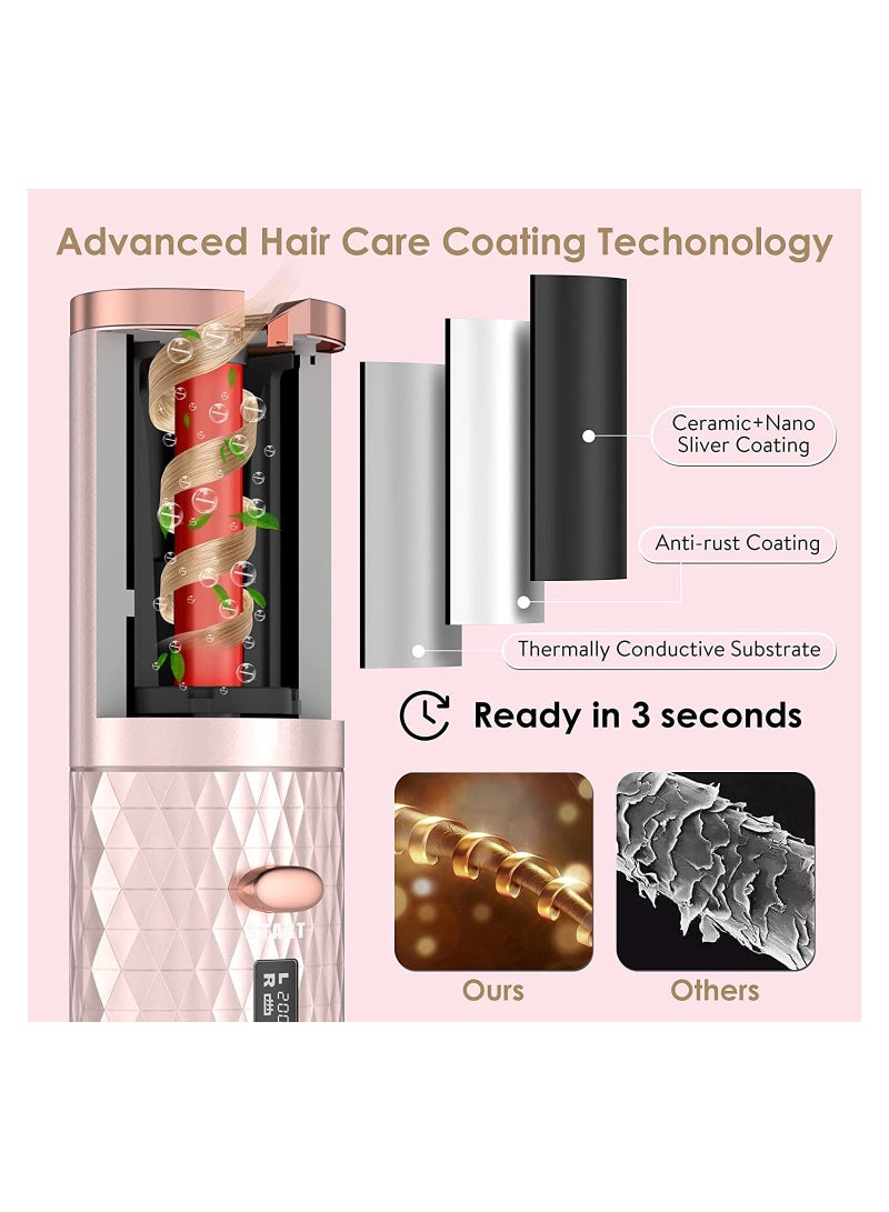 Wireless Curling Iron, Cordless Auto Hair Curler, Portable Rechargeable Silky Curling Barrel Wave Wand, Fast Heating Wireless Auto Curler with Timer Setting and 6 Temperature Adjustable - Image 4