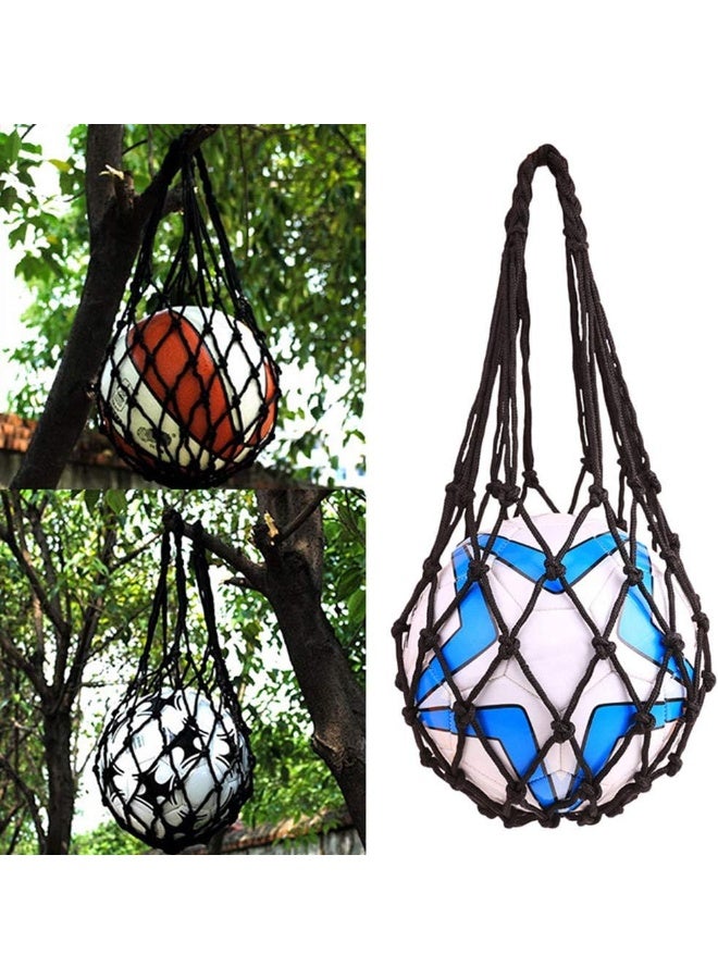 EastyGold Basketball Net Bag Soccer Football Mesh Storage Sports Ball Holder Nylon Carry Bag Durable Single Ball Carrier 2 Pack Black Fit Ball 3 4 5 - Image 3