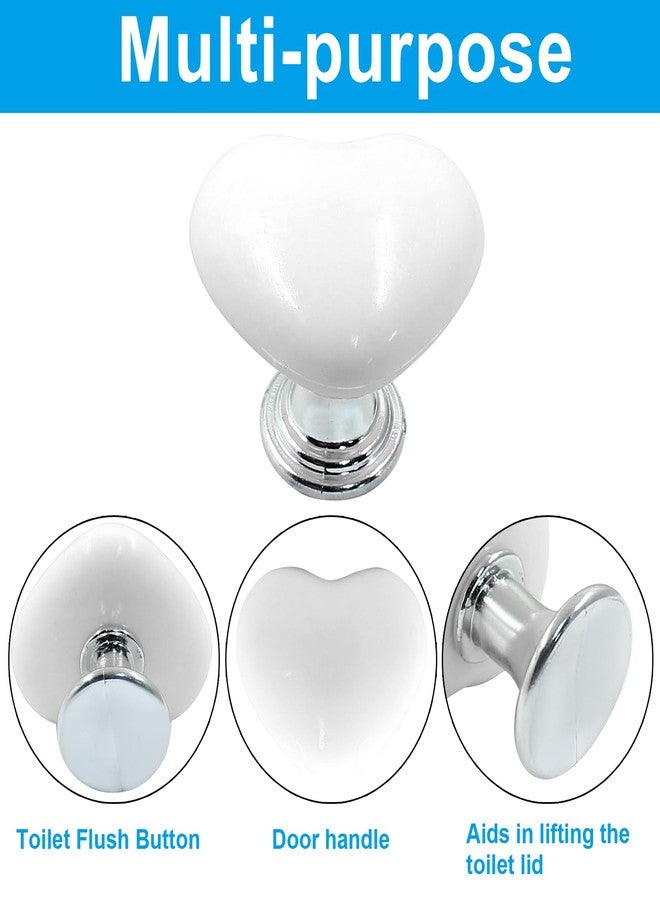 BokWin 3 Pcs Toilet Flush Tank Button Love Shape Toilet Push Button Women Manicures Toilet Button Pusher Tool for Bathroom(White) - Image 4