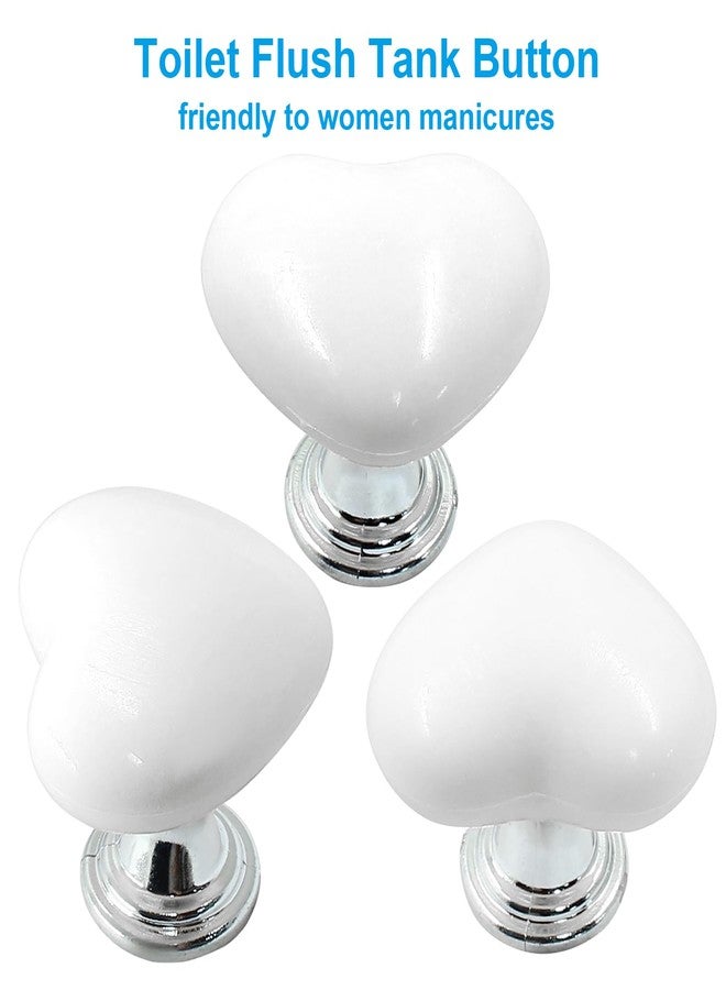 BokWin 3 Pcs Toilet Flush Tank Button Love Shape Toilet Push Button Women Manicures Toilet Button Pusher Tool for Bathroom(White) - Image 2