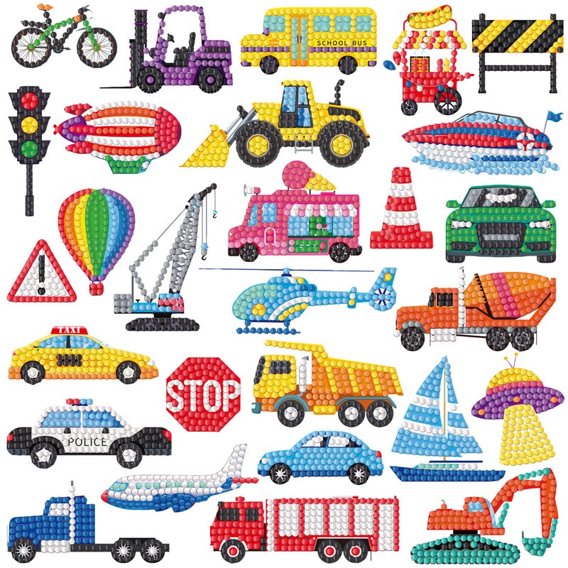 Labeol Diamond Art Kits for Kids Boys and Girls Ages 681012 Easy to DIY Creative Diamond Art Sticker Craft by Numbers Kits for Kids and Adult Beginners Transportation - Image 2