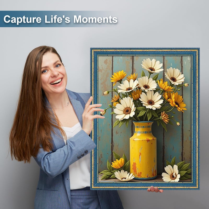 GULETHUN 18x24 Picture Frame Blue Gold - Vintage Photo Frame 18 by 24, Retro Home Decor Wall Hanging Gallery Frames, Sturdy, Plexiglass, Antique Ornate Poster Frame for Vertical & Horizontal Display - Image 4