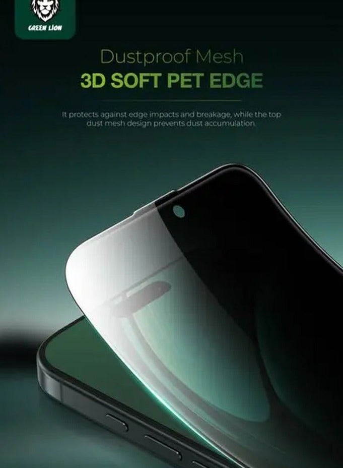 GREEN LION iPhone 16 Pro Max Screen Protector 9H Steve Matte Privacy Dull Glass / Anti-Peeping / Anti Fingerprint / Anti Scratch / Grease Resistance / Ultra Hardness / Highly Responsive - Black Edge/Privacy - Image 2