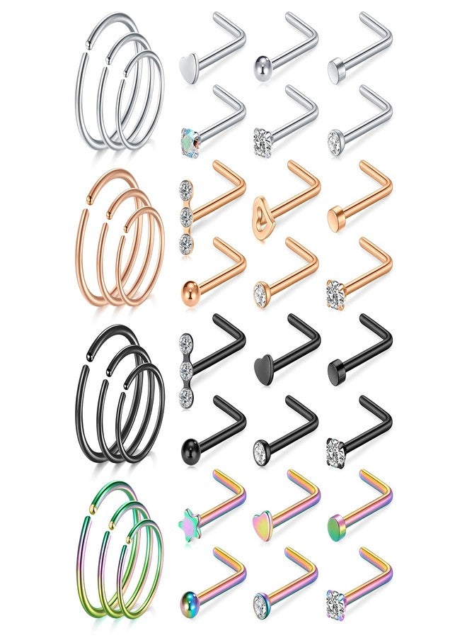 D.Bella 20G Nose Rings for Women Nose Piercings Jewelry Hypoallergenic Nose Rings Hoops L Shaped Nose Studs 8mm 10mm 12mm Hoop Nose Piercing Jewelry - Image 1