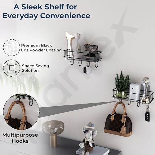 Plantex Bathroom Organiser Without Drill/GI Steel Self Adhesive Bathroom Shelf/Bathroom Stand for Wall/Bathroom Accessories Set Pack of 1 (Black, CED Powder Coated) - Image 3