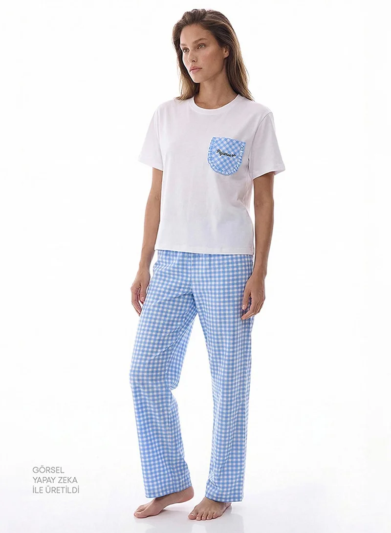 بنتي Penti Women's Cotton Lounge Pajama Time Shorts Sleeve Pajama Set - Sky Blue