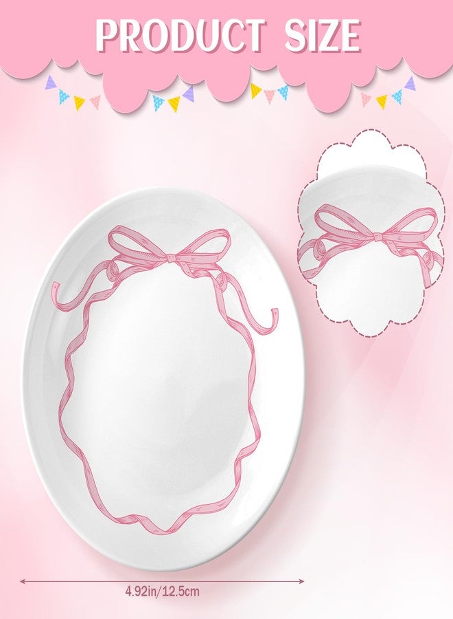 DoubleFill Pink Bow Jewelry Dish Trinket Tray Coquette Ceramic Jewelry Dish for Rings Earrings Necklaces Coquette Room Decor - Image 2