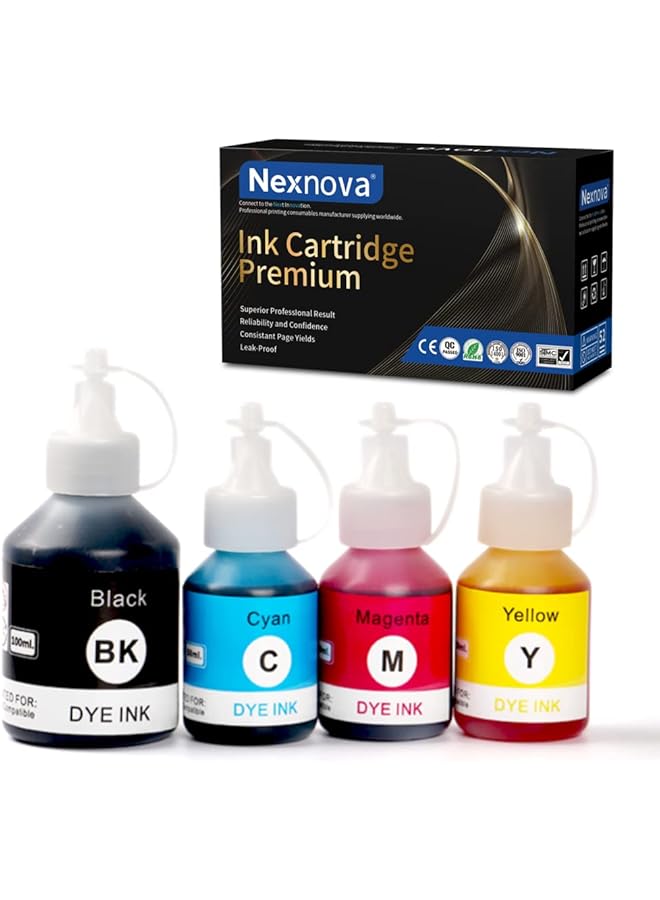 NexNova Bt6000 Bt5000 Ink Compatible For Brother Ink Tank 4 Color Black Cyan Magenta Yellow Printers Refill For Dcp T300 T500W T700W T310 T510W T710W Mfc T800W T810W T910W T4500Dw - Image 1