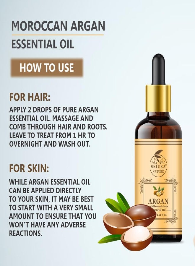Skiura زيت الأرغان العطري الطبيعي من سكيورا (100% نقي وطبيعي) لنمو الشعر، سيروم للشعر، أظافر صحية، رموش صحية وبشرة صحية) زيت للشعر (15 مل) - Image 4