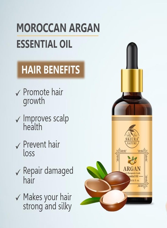 Skiura زيت الأرغان العطري الطبيعي من سكيورا (100% نقي وطبيعي) لنمو الشعر، سيروم للشعر، أظافر صحية، رموش صحية وبشرة صحية) زيت للشعر (15 مل) - Image 3