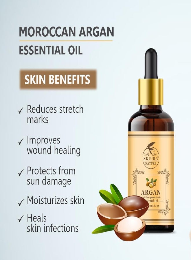 Skiura زيت الأرغان العطري الطبيعي من سكيورا (100% نقي وطبيعي) لنمو الشعر، سيروم للشعر، أظافر صحية، رموش صحية وبشرة صحية) زيت للشعر (15 مل) - Image 2