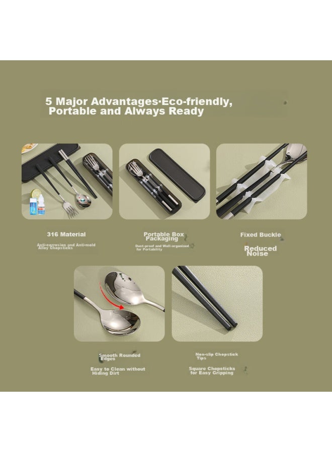 GRASEY Guangyi 316 Stainless Steel Spoon, Alloy Chopsticks, Portable Cutlery Set For Single Person, Student Travel, Three-piece Set Gy8838 - Image 3