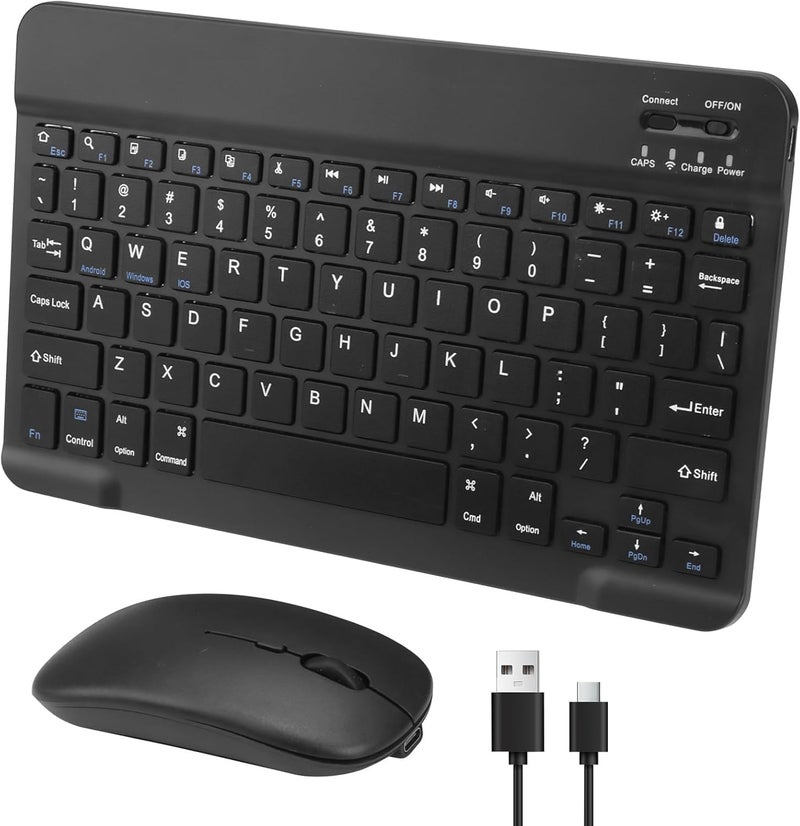 Novstuf Bluetooth Keyboard and Mouse, Universal Rechargeable Wireless Tablet Keyboard Ultra Slim Universal Portable Keyboards for iPad Tablet Samsung Tab Lenovo Tab iOS Android Windows - Image 1