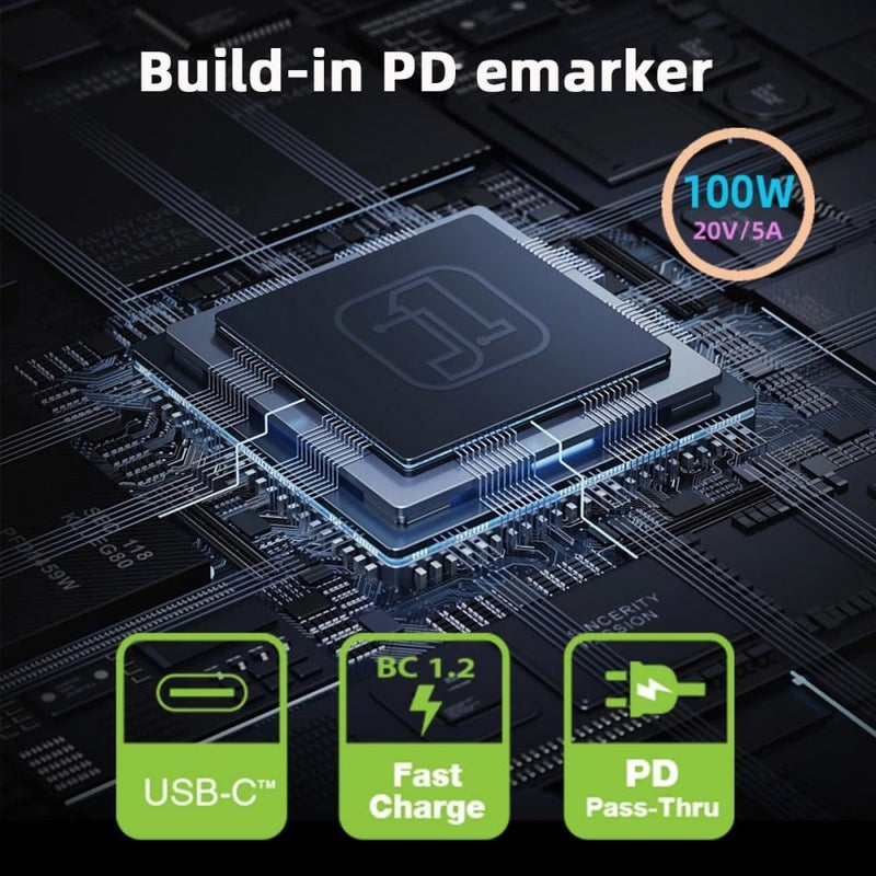 Tobo محول USB C إلى DC، موصل أنثوي USB C إلى DC 11.0X4.5 مم مع قابس برميل PD 100W لمحول شحن سريع للكمبيوتر المحمول مع عرض القدرة TD-1263CC، رمادي - Image 4