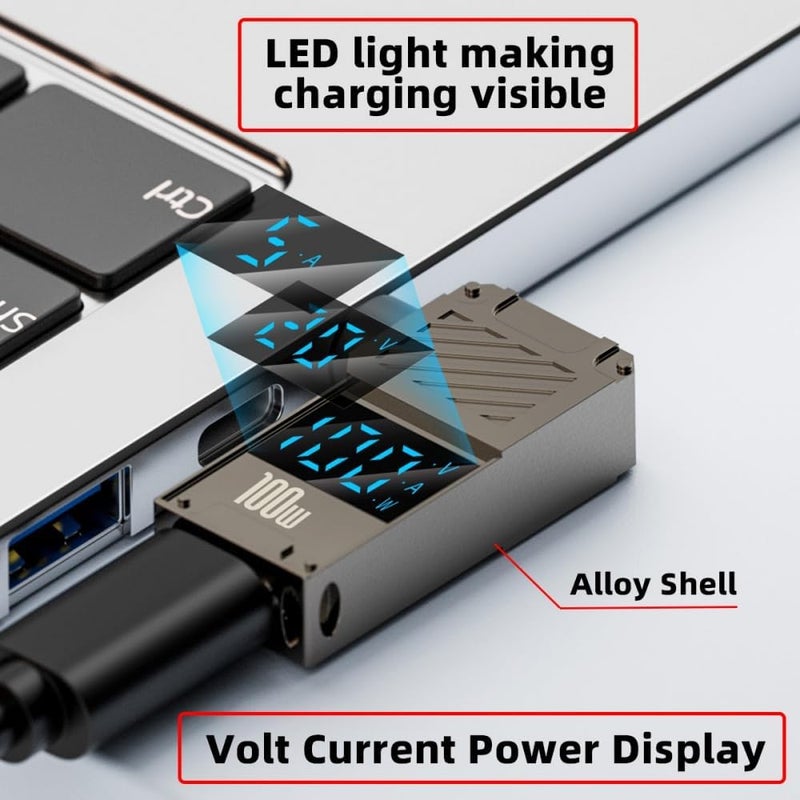 Tobo محول USB C إلى DC، موصل أنثوي USB C إلى DC 11.0X4.5 مم مع قابس برميل PD 100W لمحول شحن سريع للكمبيوتر المحمول مع عرض القدرة TD-1263CC، رمادي - Image 5
