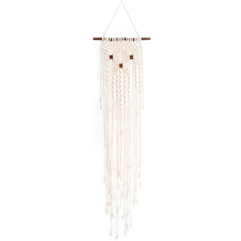 SOLID OAK Macrame Wall Hanger Kit Three Flowers