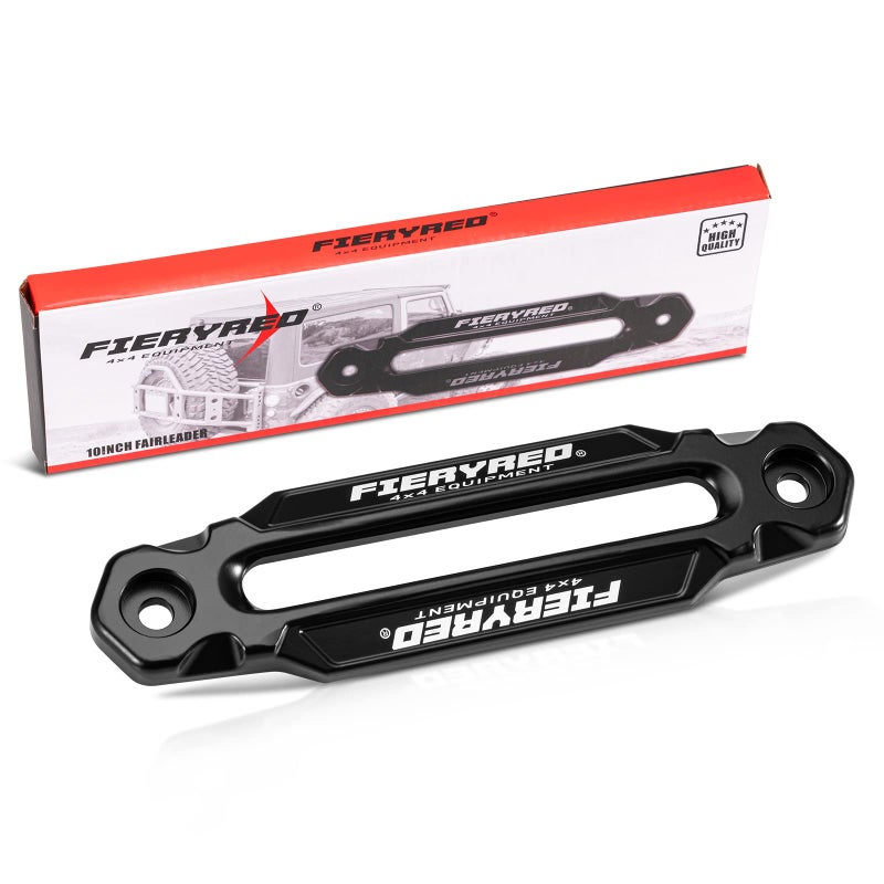 FIERYRED Winch Hawse Fairlead with Winch Cable Hook Stopper Kit,10 Inch Aluminum Fairlead for Synthetic Rope,Suitable for 9000-14500 LBS Winch - Image 1