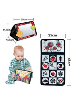 نيبمينينت Baby Mirror Toys,High Contrast Black, White Color Developmental Sensory Perception Toy for Baby,Toys with Crinkle Cloth Book and Teethers, Crawling Activity Mat Floor  - Image 5