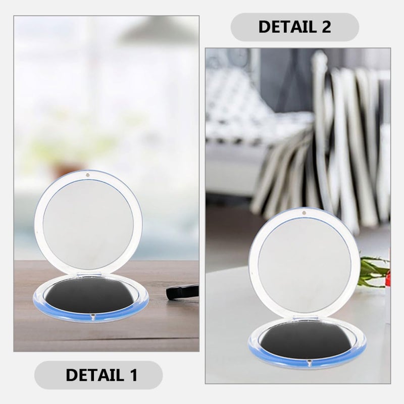 Ciieeo Foldable Small Pocket Mirror 5X Magnifying Compact Handheld Makeup Mirror for Travel and Purse Use with Blue Cover - Image 3