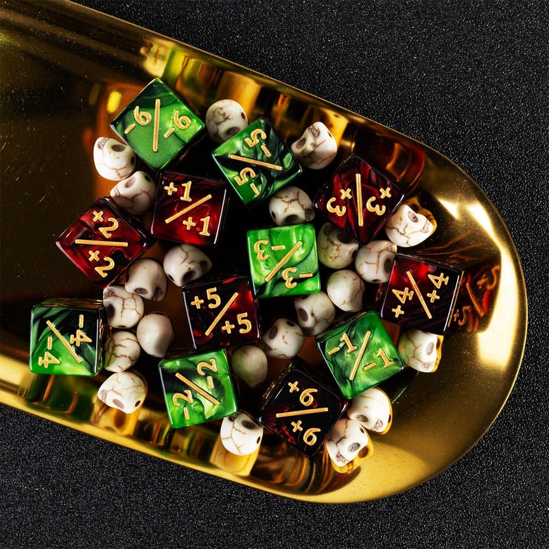 LAMJAM 24 Pieces MTG Dice Counter Plus 1/+1 Counters Dice Set Life Buff Tokens Gifts for MTG TCG Magic Cards Gaming Accessories (Ruby, Emerald) - Image 3
