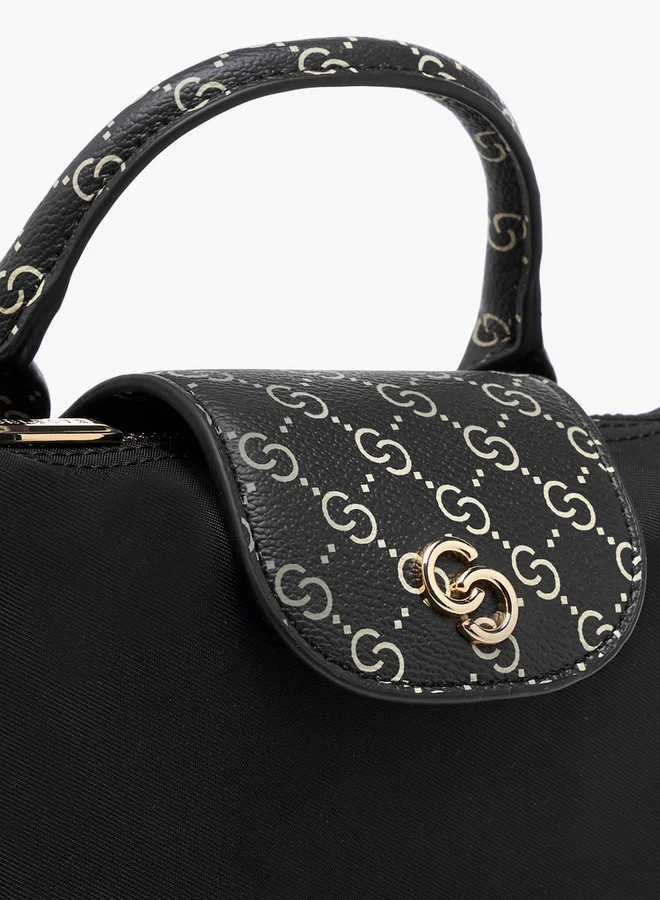 Celeste Women's Monogram Print Crossbody Bag with Detachable Strap and Flap Closure