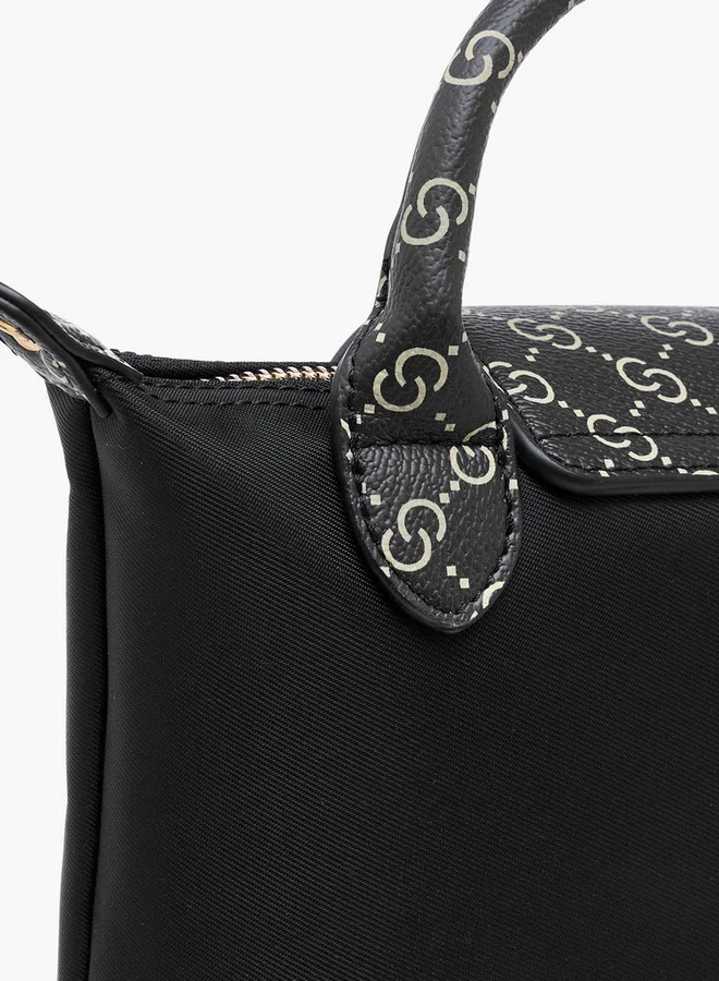 Celeste Women's Monogram Print Crossbody Bag with Detachable Strap and Flap Closure