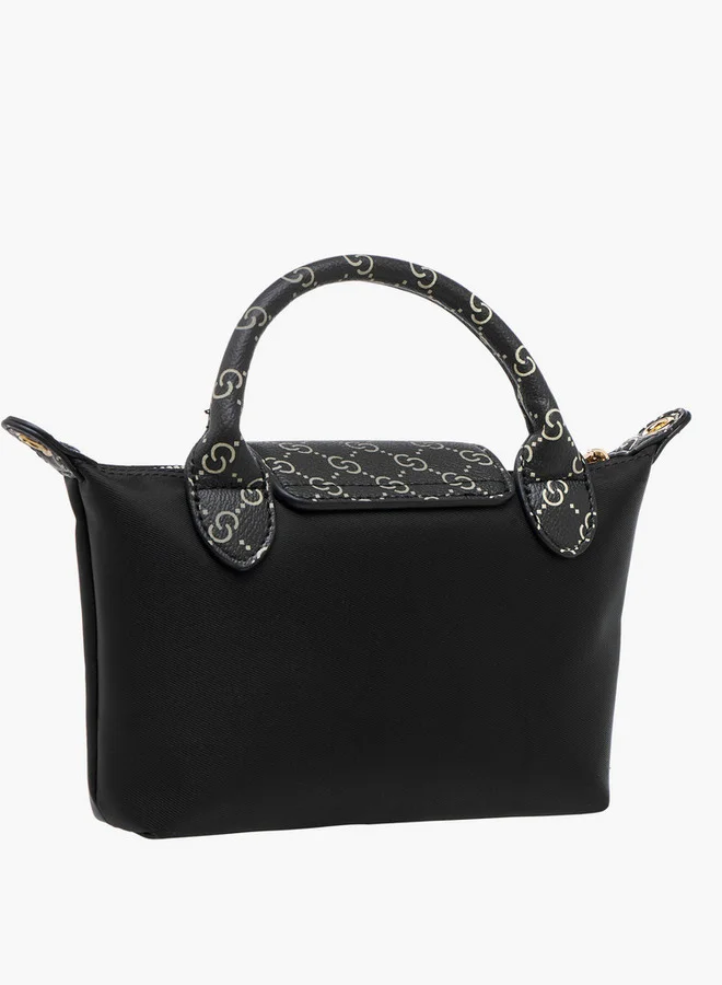 Celeste Women's Monogram Print Crossbody Bag with Detachable Strap and Flap Closure