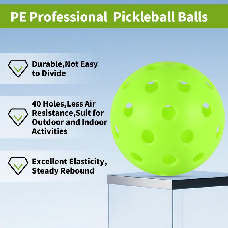 Wiseek 100pc Pickleball Balls,40 Holes indoor Pickleball Balls with Mesh Bag,8mm Precision Drilled-Spaced Pickle ball Set-Professional Plastic Ball for Pickleballs Paddles&Indoor or Outdoor Sport Court(green - Image 4