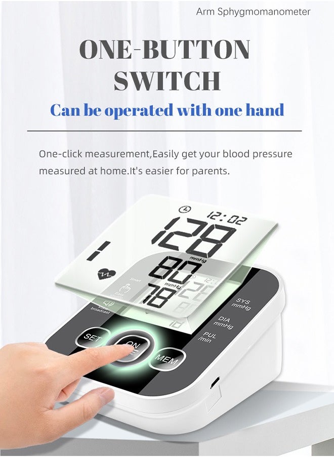 OLO Blood Pressure Monitor, Dual User 2x90 Memories Digital Blood Pressure Machine with Voice Large LCD Display, Adjustable Cuff USB Charging Automatic Upper Arm Bp Monitor  - Image 5