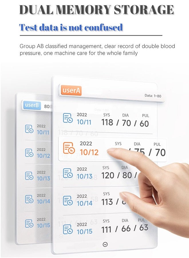 OLO Blood Pressure Monitor, Dual User 2x90 Memories Digital Blood Pressure Machine with Voice Large LCD Display, Adjustable Cuff USB Charging Automatic Upper Arm Bp Monitor  - Image 4