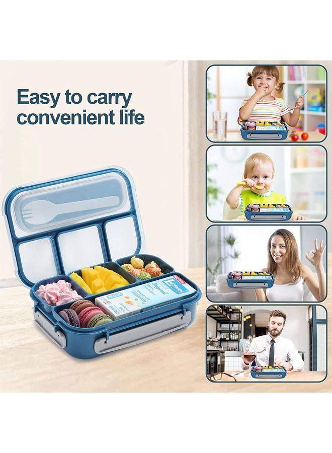 Arabest Bento Box Adult Lunch Box for Adults Men Women with 4 Compartments Lunchable Food Container with Utensils 1300ml Microwave & Dishwasher Safe - Image 3