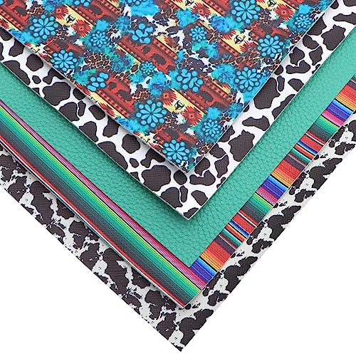 David accessories Cow Pattern Faux Leather Sheets Pattern Synthetic Leather Fabric Canvas Back 5 Pcs 7.7" x 12.9" (20 cm x 33cm) for DIY Earring Making Crafts (A) - Image 3