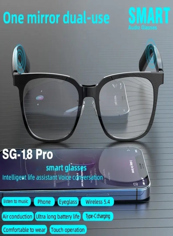 GS18 Pro Outdoor Smart Sports Audio Glasses with Touch Control, Bluetooth 5.4, Air Conduction Stereo Sound, HD Noise-Reduced Calls, Type-C Fast Charging, LED Power Display, Dual Device Connection, Long Battery Life – Ideal for Fitness  Daily Use - Image 2