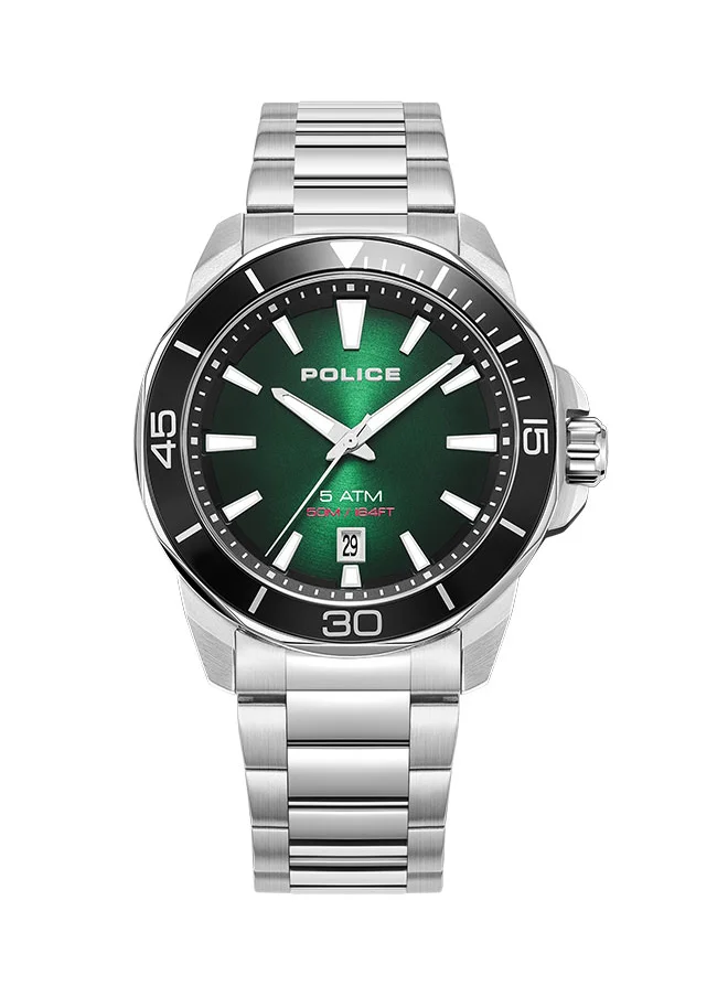 بوليس Thornton Gents Analog Watch With Green Dial & Silver Bracelet -PEWJH0021401