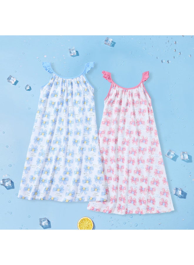 Yuzhaolin Girls' Nightgown Children'S Pajamas Little Girl'S Sling Home Wear Medium And Large Children'S Clothing Children'S Wear Sling Bow - Image 3
