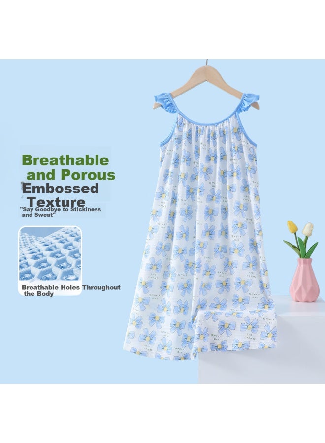 Yuzhaolin Girls' Nightgown Children'S Pajamas Little Girl'S Sling Home Wear Medium And Large Children'S Clothing Children'S Wear Sling Bow - Image 2