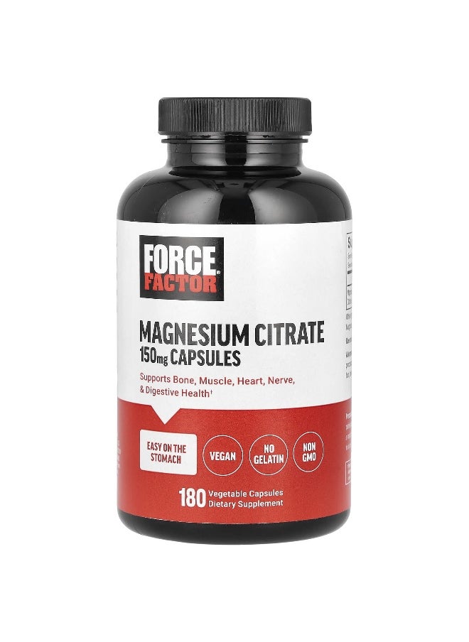 Force Factor Force Factor, Magnesium Citrate, 150 mg, 180 Vegetable Capsules  - Image 1