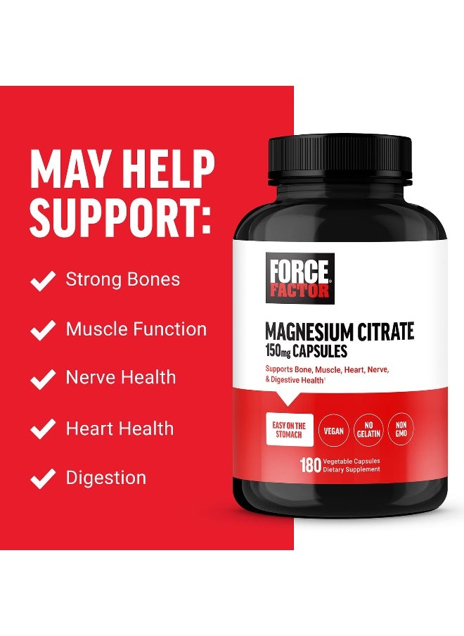 Force Factor Force Factor, Magnesium Citrate, 150 mg, 180 Vegetable Capsules  - Image 3