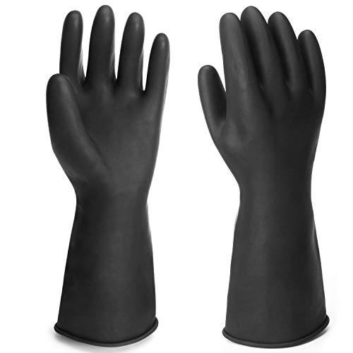 ENPOINT Chemical Resistant Gloves, 14" Long Black Waterproof Alkali/Acid/Oil Resistant Reusable Heavy Duty Rubber Gloves for Cleaning, Dishwashing, Gardening - Image 4
