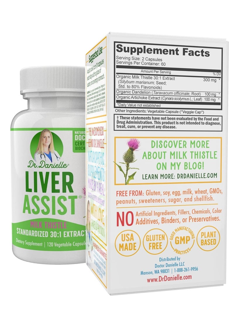دانييل مكملات الكبد مع الحليب الشوك - تطهير الكبد العضوي وإزالة السموم وتطهير - دعم الكبد للرجال والنساء - إصلاح تطهير السموم من الكبد - 120 كبسولة - Image 3