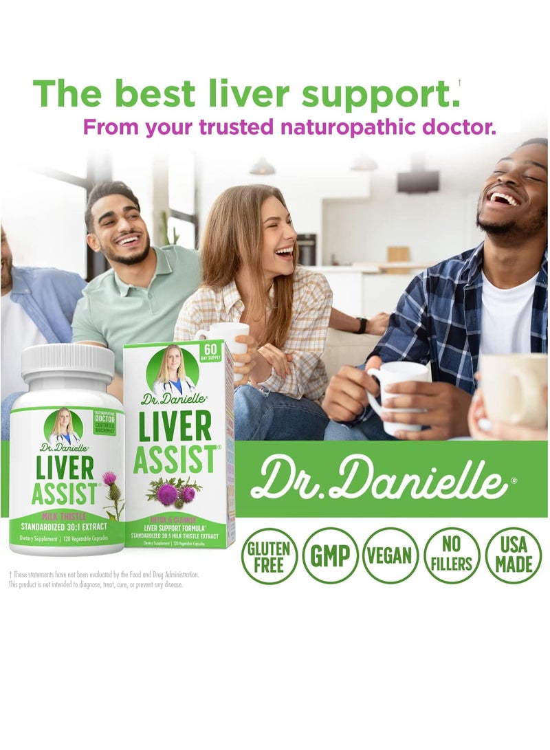دانييل مكملات الكبد مع الحليب الشوك - تطهير الكبد العضوي وإزالة السموم وتطهير - دعم الكبد للرجال والنساء - إصلاح تطهير السموم من الكبد - 120 كبسولة - Image 2