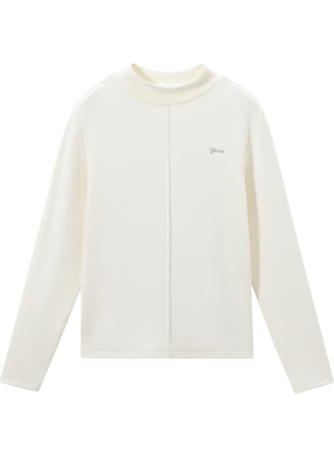 Yeehoo Girls' Thermal Base Layer Top Children's Warm Shirt Mid-high Collar Long Sleeve Spring Wear White Size 110 - Image 4