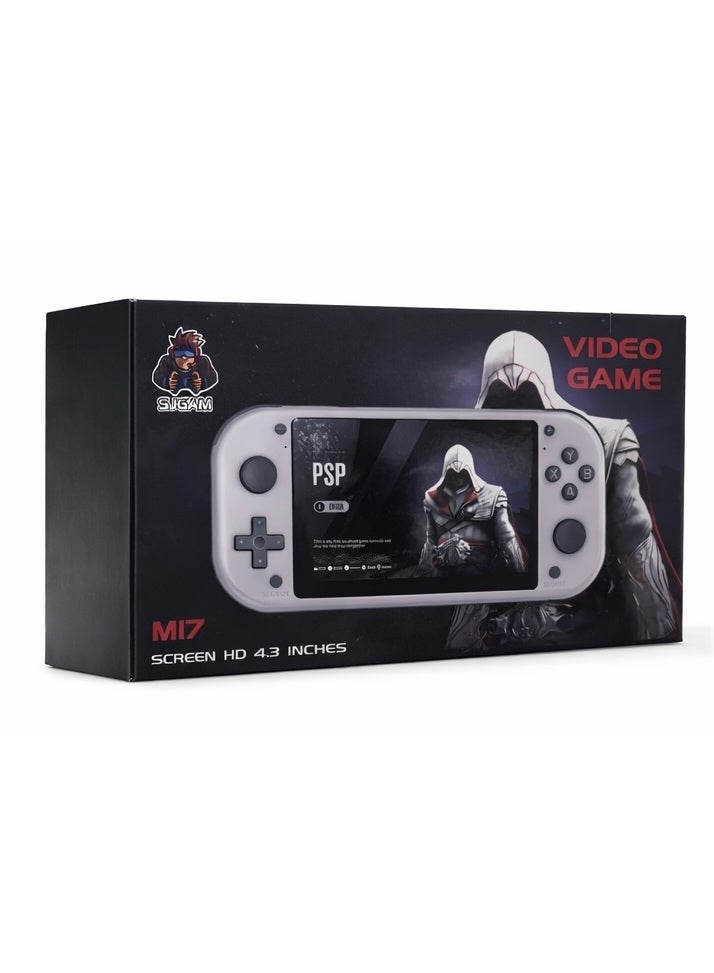 MI7 4.3” HD Portable Handheld Game Console – 2000mAh Battery – Retro Video Gaming Player – TF Card Support – Grey - Image 1