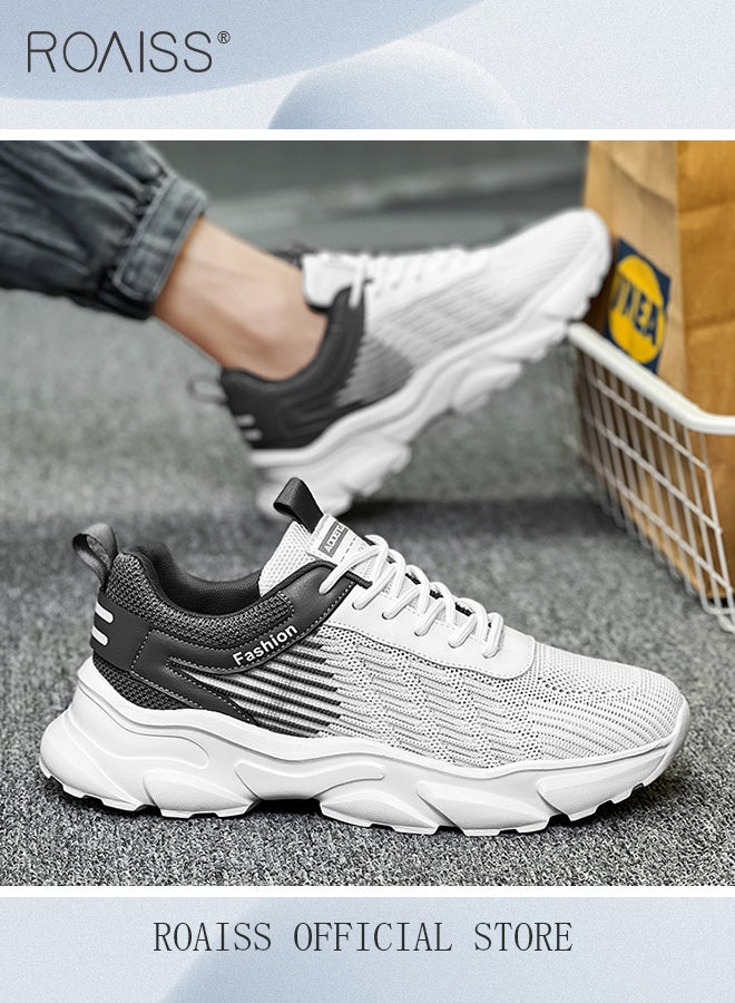 roaiss Men Stylish Low Top Sneakers, Lightweight Breathable Trainers for Men, Lace up Non Slip Sports Shoes, Shock Absorbing Athletic Shoes with Soft Lining, Suitable for Daily Wear, Running and Outdoor Activities - Image 5