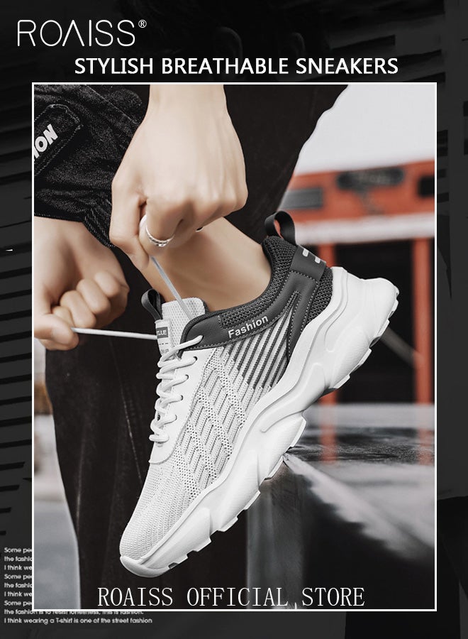 roaiss Men Stylish Low Top Sneakers, Lightweight Breathable Trainers for Men, Lace up Non Slip Sports Shoes, Shock Absorbing Athletic Shoes with Soft Lining, Suitable for Daily Wear, Running and Outdoor Activities - Image 1